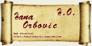 Hana Orbović vizit kartica